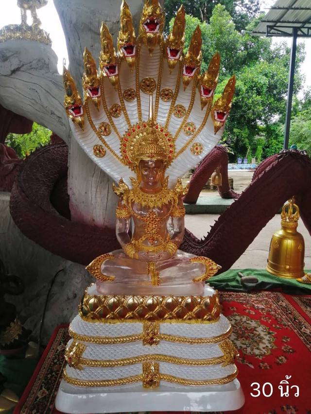 พระนาคปรกสีขาวใส ปิดทอง โรงหล่อพุทธบารมี