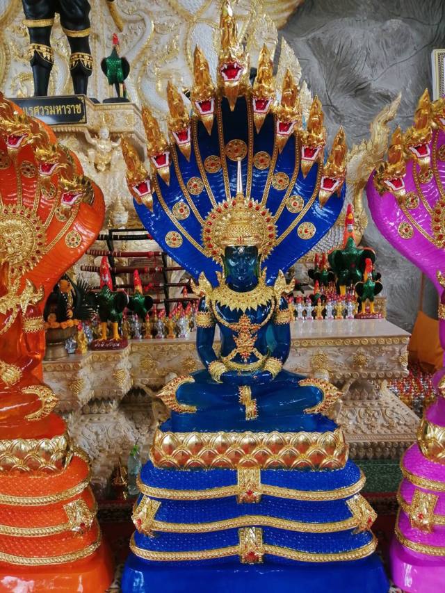 พระนาคปรกสีน้ำเงิน ปิดทอง โรงหล่อพุทธบารมี